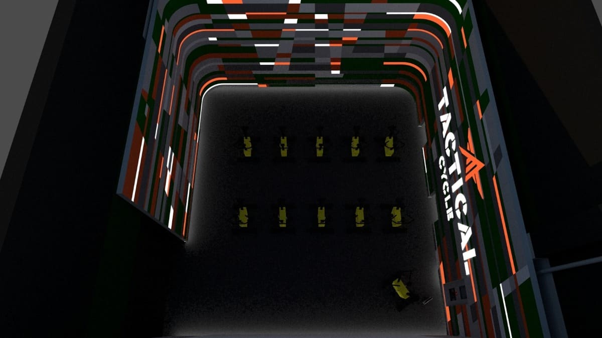 Спроектировать и интегрировать систему фонового озвучивания большого тренировочного зала, установить масштабный LED-экран, качественно озвучить раздевалки и оснастить свето-звуковым оборудованием площадку “Cycling”.